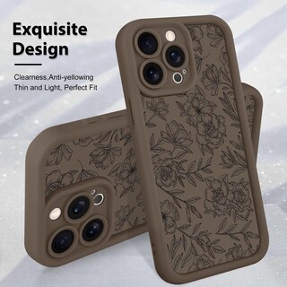 Foto 3 | Foto 3 | Funda De Teléfono Mzelq Para Iphone 15 Pro Max De Silicona Con Estampado Floral Marrón - Venta Internacional.