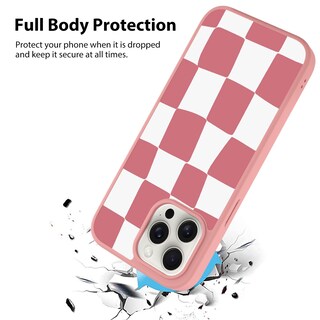 Foto 2 | Foto 2 | Funda De Teléfono Kanghar Para Iphone 15 Pro Max A Cuadros Rosa - Venta Internacional.