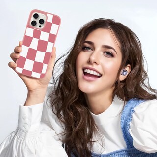 Foto 6 | Foto 6 | Funda De Teléfono Kanghar Para Iphone 15 Pro Max A Cuadros Rosa - Venta Internacional.