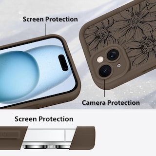 Foto 4 | Foto 4 | Funda De Teléfono Mzelq Para Iphone 15 De Silicona Con Diseño Floral De Girasol - Venta Internacional.