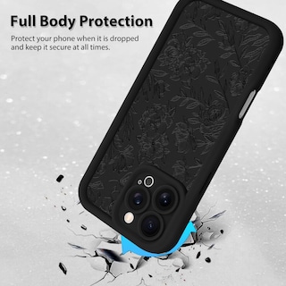 Foto 2 | Foto 2 | Funda De Teléfono Mzelq Para Iphone 16 Pro Max De Silicona Con Estampado Floral Negro - Venta Internacional.