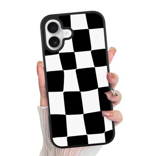 Foto 1 | Foto 1 | Funda De Teléfono Kanghar Para Iphone 16, Estética A Cuadros, Negra - Venta Internacional.