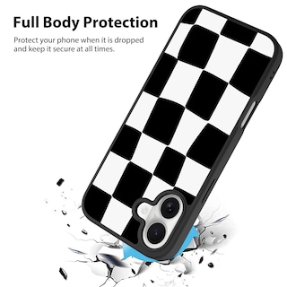 Foto 2 | Foto 2 | Funda De Teléfono Kanghar Para Iphone 16, Estética A Cuadros, Negra - Venta Internacional.