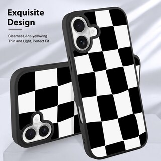 Foto 3 | Foto 3 | Funda De Teléfono Kanghar Para Iphone 16, Estética A Cuadros, Negra - Venta Internacional.