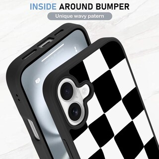Foto 4 | Foto 4 | Funda De Teléfono Kanghar Para Iphone 16, Estética A Cuadros, Negra - Venta Internacional.