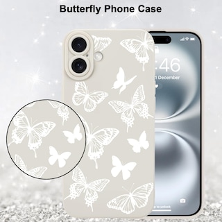 Foto 5 | Foto 5 | Funda De Teléfono Mzelq Para Iphone 16 De Silicona Con Forma De Mariposa, Color Blanco - Venta Internacional.