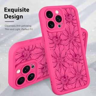 Foto 3 | Foto 3 | Funda De Teléfono Mzelq Para Iphone 15 Pro De Silicona Con Forma De Girasol, Color Rosa Intenso - Venta Internacional.