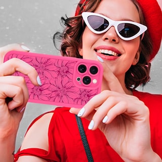 Foto 6 | Foto 6 | Funda De Teléfono Mzelq Para Iphone 15 Pro De Silicona Con Forma De Girasol, Color Rosa Intenso - Venta Internacional.
