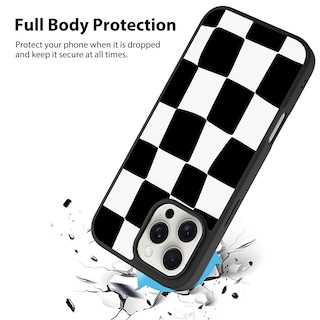 Foto 2 | Foto 2 | Funda De Teléfono Kanghar Para Iphone 16 Pro, Estética A Cuadros, Negra - Venta Internacional.