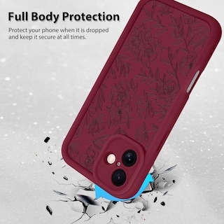 Foto 2 | Foto 2 | Funda De Teléfono Mzelq Para Iphone 16 De Silicona Con Flores Florales Rojas - Venta Internacional.