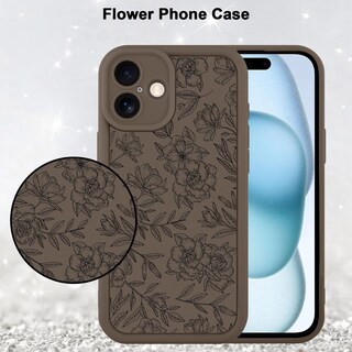 Foto 5 | Foto 5 | Funda De Teléfono Mzelq Para Iphone 15 Con Estampado Floral De Silicona, Color Marrón - Venta Internacional.