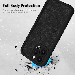 Foto 2 | Foto 2 | Funda De Teléfono Mzelq Para Iphone 14 Pro Max De Silicona Con Estampado Floral Negro - Venta Internacional.