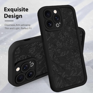 Foto 3 | Foto 3 | Funda De Teléfono Mzelq Para Iphone 14 Pro Max De Silicona Con Estampado Floral Negro - Venta Internacional.