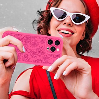 Foto 6 | Foto 6 | Funda De Teléfono Mzelq Para Iphone 15 Pro De Silicona Con Estampado Floral Rosa Intenso - Venta Internacional.