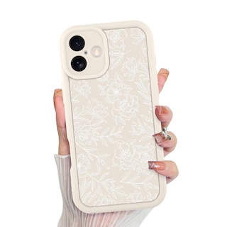 Foto 1 | Foto 1 | Funda De Teléfono Mzelq Para Iphone 16 Plus De Silicona Con Estampado Floral Blanco - Venta Internacional.