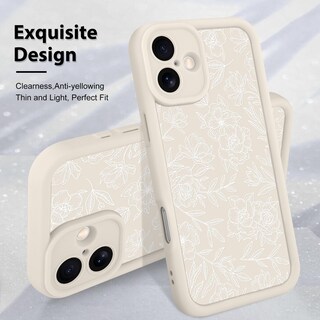 Foto 3 | Foto 3 | Funda De Teléfono Mzelq Para Iphone 16 Plus De Silicona Con Estampado Floral Blanco - Venta Internacional.