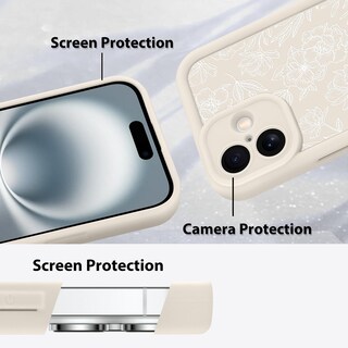 Foto 4 | Foto 4 | Funda De Teléfono Mzelq Para Iphone 16 Plus De Silicona Con Estampado Floral Blanco - Venta Internacional.