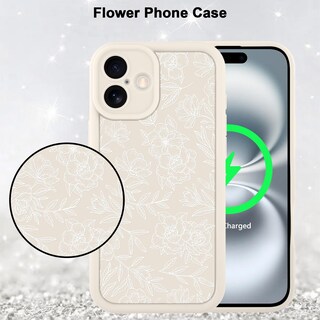 Foto 5 | Foto 5 | Funda De Teléfono Mzelq Para Iphone 16 Plus De Silicona Con Estampado Floral Blanco - Venta Internacional.