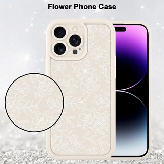 Foto 5 | Foto 5 | Funda De Teléfono Mzelq Para Iphone 14 Pro Max De Silicona Con Estampado Floral Blanco - Venta Internacional.