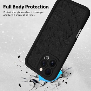 Foto 2 | Foto 2 | Funda De Teléfono Mzelq Para Iphone 16 Pro De Silicona Con Estampado Floral Negro - Venta Internacional.