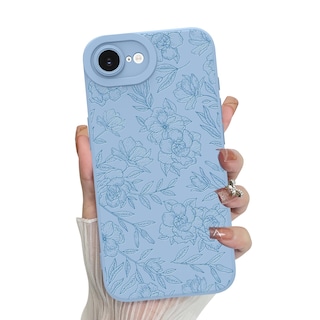 Foto 1 | Foto 1 | Funda De Teléfono Mzelq Para Iphone 16e De Silicona, Color Azul Floral - Venta Internacional.
