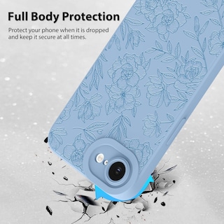 Foto 2 | Foto 2 | Funda De Teléfono Mzelq Para Iphone 16e De Silicona, Color Azul Floral - Venta Internacional.