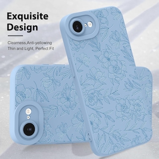Foto 3 | Foto 3 | Funda De Teléfono Mzelq Para Iphone 16e De Silicona, Color Azul Floral - Venta Internacional.