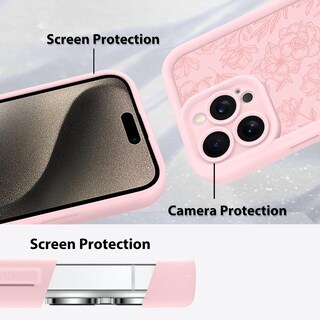 Foto 4 | Foto 4 | Funda De Teléfono Mzelq Para Iphone 15 Pro Max De Silicona Con Estampado Floral Rosa - Venta Internacional.