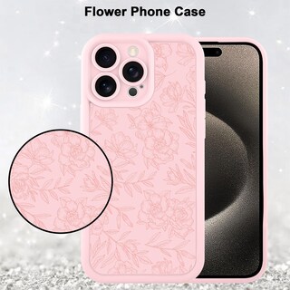 Foto 5 | Foto 5 | Funda De Teléfono Mzelq Para Iphone 15 Pro Max De Silicona Con Estampado Floral Rosa - Venta Internacional.