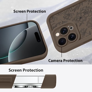 Foto 4 | Foto 4 | Funda De Teléfono Mzelq Para Iphone 16 Pro De Silicona Con Estampado Floral Marrón - Venta Internacional.