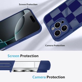 Foto 5 | Foto 5 | Funda De Teléfono Kanghar Para Iphone 16 Pro Max A Cuadros Azul - Venta Internacional.
