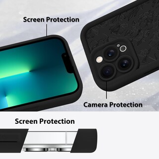 Foto 4 | Foto 4 | Funda De Teléfono Mzelq Para Iphone 13 Pro De Silicona Con Estampado Floral Negro - Venta Internacional.