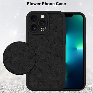 Foto 5 | Foto 5 | Funda De Teléfono Mzelq Para Iphone 13 Pro De Silicona Con Estampado Floral Negro - Venta Internacional.