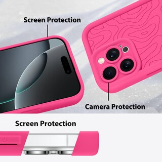 Foto 4 | Foto 4 | Funda De Teléfono Mzelq Para Iphone 16 Pro De Silicona A Prueba De Golpes, Color Rosa Intenso - Venta Internacional.