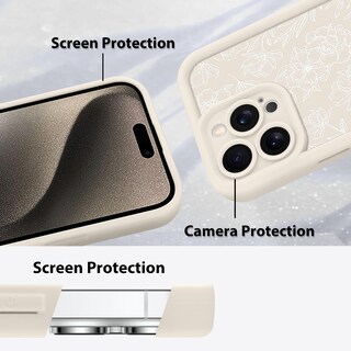 Foto 4 | Foto 4 | Funda De Teléfono Mzelq Para Iphone 15 Pro Max De Silicona Con Estampado Floral Blanco - Venta Internacional.