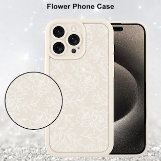 Foto 5 | Foto 5 | Funda De Teléfono Mzelq Para Iphone 15 Pro Max De Silicona Con Estampado Floral Blanco - Venta Internacional.