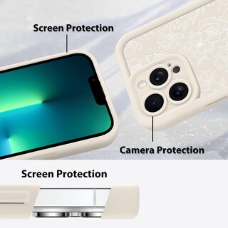 Foto 4 | Foto 4 | Funda De Teléfono Mzelq Para Iphone 13 Pro Max De Silicona Con Estampado Floral Blanco - Venta Internacional.