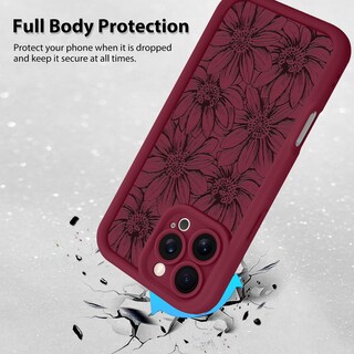 Foto 2 | Foto 2 | Funda De Teléfono Mzelq Para Iphone 16 Pro Max De Silicona, Color Rojo Girasol - Venta Internacional.