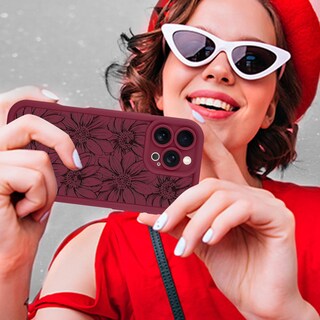 Foto 6 | Foto 6 | Funda De Teléfono Mzelq Para Iphone 16 Pro Max De Silicona, Color Rojo Girasol - Venta Internacional.