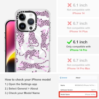 Foto 2 | Foto 2 | Funda De Teléfono Mosnovo Para Iphone 14 Pro Buffertech Pink Leopard - Venta Internacional.