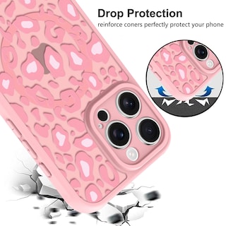 Foto 4 | Foto 4 | Funda Para Iphone 16 Pro Kanghar Con Estampado De Leopardo Rosa Y Magsafe - Venta Internacional.
