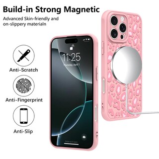 Foto 5 | Foto 5 | Funda Para Iphone 16 Pro Kanghar Con Estampado De Leopardo Rosa Y Magsafe - Venta Internacional.