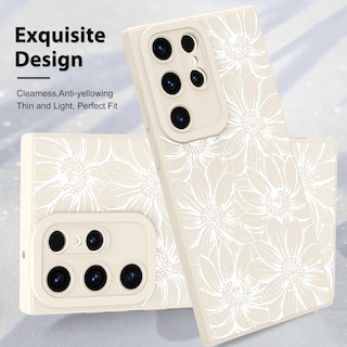 Foto 3 | Foto 3 | Funda De Silicona Mzelq Con Estampado Floral Blanco Para Samsung Galaxy S23 Ultra - Venta Internacional.