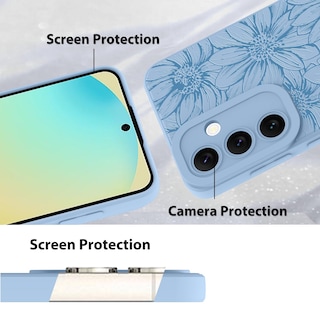 Foto 4 | Foto 4 | Funda De Silicona Mzelq Con Estampado Floral Azul Para Samsung Galaxy S24 Fe - Venta Internacional.