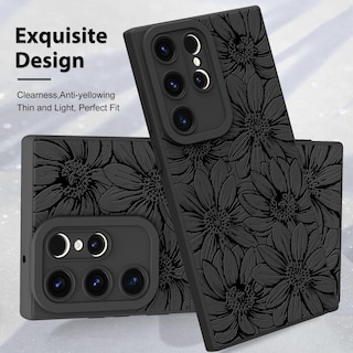 Foto 3 | Foto 3 | Funda De Teléfono Mzelq De Silicona Negra Con Estampado Floral Para Samsung Galaxy S22 Ultra - Venta Internacional.