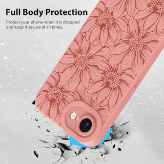 Foto 2 | Foto 2 | Funda De Teléfono Mzelq Para Iphone 16e De Silicona Con Estampado Floral Negro - Venta Internacional.