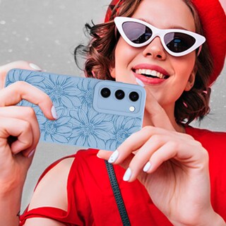 Foto 6 | Foto 6 | Funda De Silicona Mzelq Con Estampado Floral Azul Para Samsung Galaxy S23 Plus - Venta Internacional.
