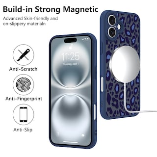 Foto 5 | Foto 5 | Funda Kanghar Para Iphone 16 Plus Con Estampado De Leopardo Azul Magsafe - Venta Internacional.