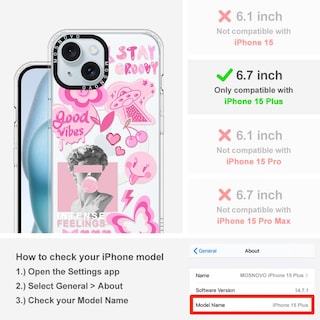 Foto 2 | Foto 2 | Funda De Teléfono Mosnovo Para Iphone 15 Plus/iphone 14 Plus Rosa - Venta Internacional.