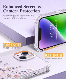 Foto 5 | Foto 5 | Funda De Teléfono Gviewin Para Iphone 14 Plus Floral Con Protector - Venta Internacional.